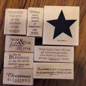 Stampin' Up! Wooden Stamp Set with Black Star and Sentiments